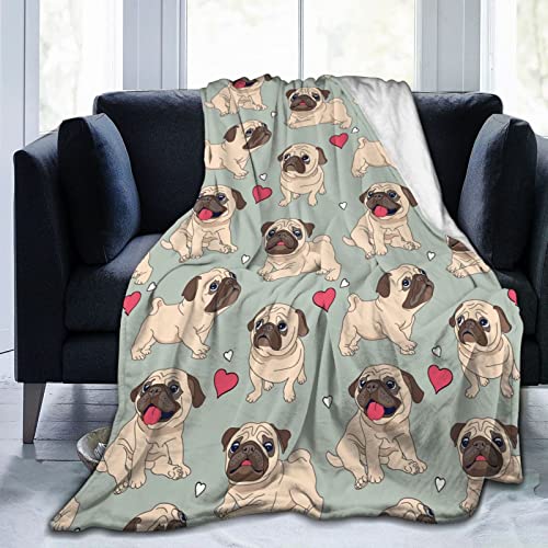 Pug Blanket Flannel Fleece Throw Blankets For Bed Couch Sofa Chair Dog Gift 50X40 Inches #TOP6