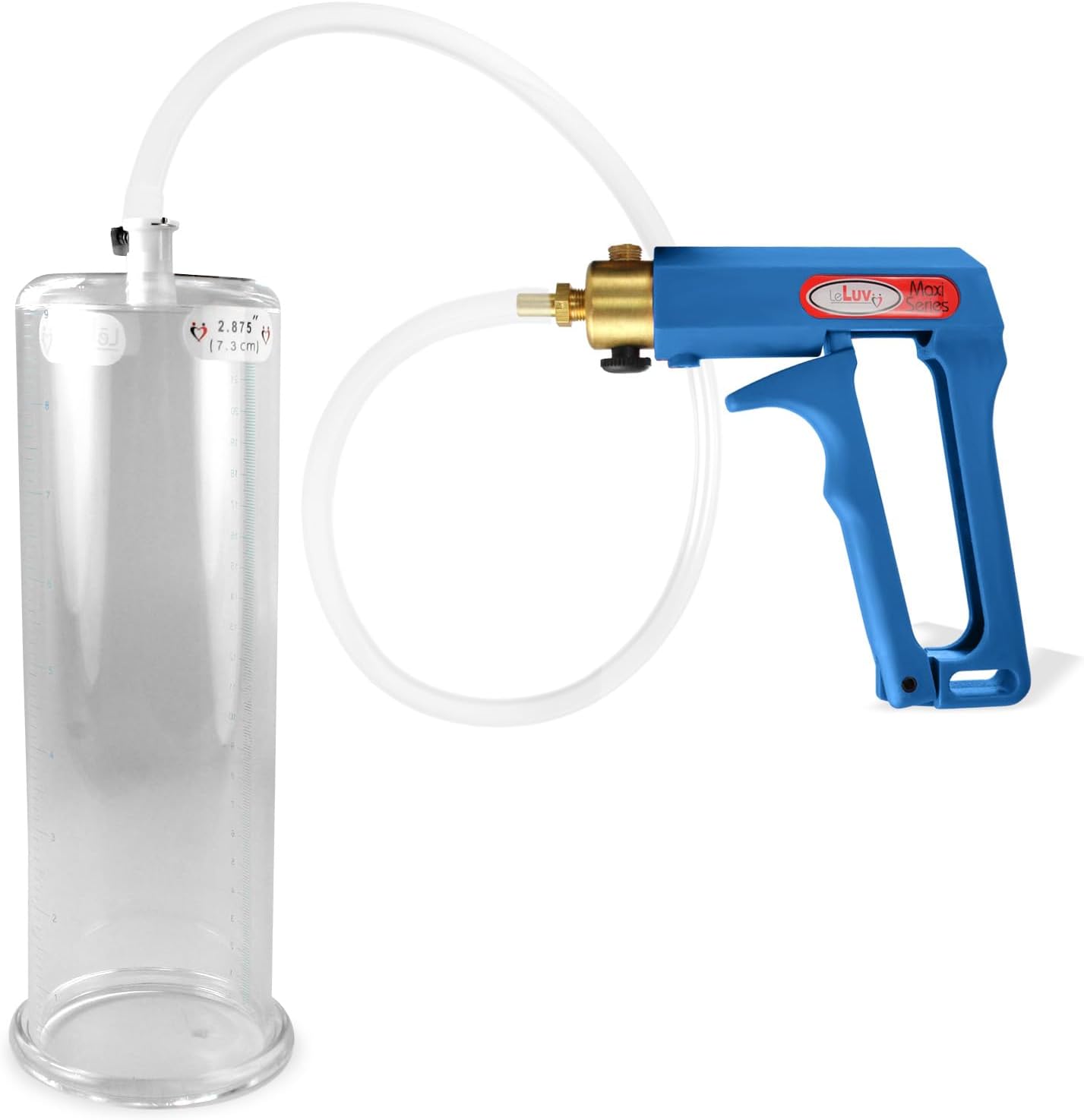 LeLuv Penis Pump Maxi Blue Handle with Clear Hose - 9 inch Length x 2.875 inch Diameter Cylinder