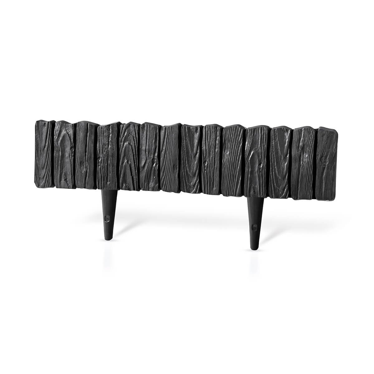 Garden Lawn, Path & Border Edging – Wood Effect 2.32m Pack, Flexible for Curves, Circles & Bends, Available in Black, Grey or Brown (4, black)