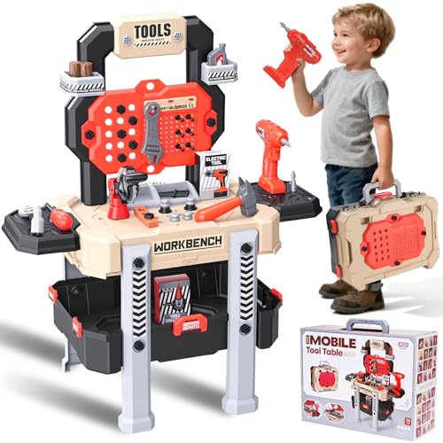 REXBETI Kids Tool Set Toddler Tool Bench Pretend Construction Play Kit