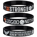 Sainstone Power of Faith Baseball Bible Verse Silicone Wristbands with Christian Inspirational Sayings JOSHUA 1:9 LUKE 1:37 ISAIAH 40:31, Sports Party Favors Gifts (Golden)