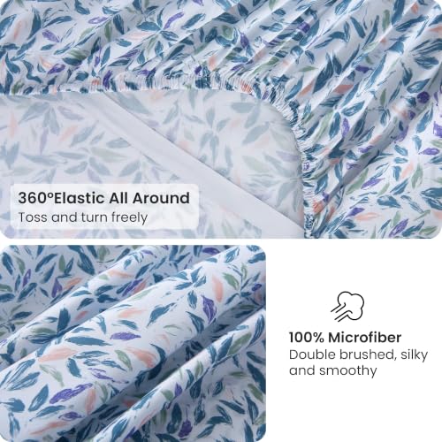 Image of Viviland Floral Queen Sheet Set - 4 Piece Vintage Deep Green Flower Patterned Bed Sheets - Soft, Breathable Microfiber Sheets with Deep Pocket, Non-Slip Fitted Sheets & Pillowcases