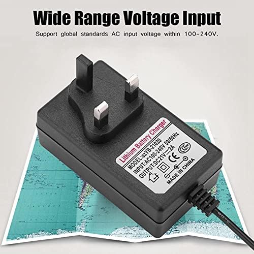 Power Adapter, Battery Charger, Safe Charge Power Supply Adapter AC 100240V DC 21V 2A for Rechargeable Equipment (British regulatory, Transl)