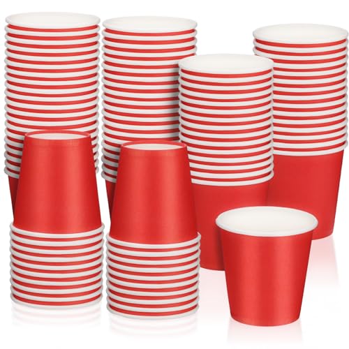 Embalagem de 100 copos de papel vermelho de 3 onças, copos de banho descartáveis pequenos, copos de lavagem bucal, canecas de expresso, pequenos copos de papel para festa de aniversário, piquenique