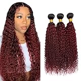 Burgundy Bundles Ombre Water Wave Human Hair Bundles 1B99J Bundles Human Hair Brazilian Virgin Hair Two Tone Ombre Red Bundles Hair Weave Burgundy Water Wave Bundles 10 12 14 Inch