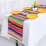 HELAKU Mexican Serape Table Runner 14 x 108 Inch for Mexican Party,Mexican Serape Table Runner 12...