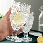 Kingrol 6 Emballez des gobelets en verre de vin, 10 oz Verres d'eau vintage, verres romantiques à boisson mixte pour la fête, utilisation quotidienne