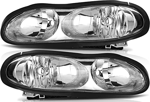 LBRST Headlight Assembly For Chevrolet Camaro 1998-2002 Chrome Housing Clear Lens Driver and Passenger Side Headlamp