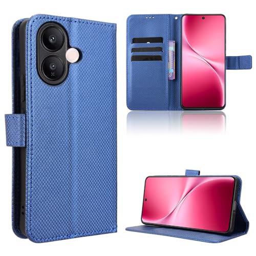 �X�}�z�P�[�X �Ή��@�� for Vivo iQOO Z10R (International) / V60 Lite PU���U�[�� �t���b�v�X�^���h�t�� �E�H���b�g�^ �J�[�h�X���b�g�t�� �}�O�l�b�g�J�� �X�}�z�P�[�X Blue