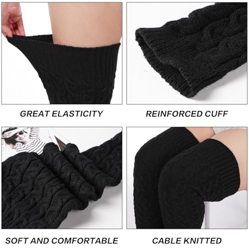Moon Wood Plus Size Extra Long Leg Warmers for Women Winter Knitted Over Knee Thick Thigh High Socks Footless4