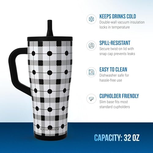 Image of Ice Shaker 32 oz Tumbler with Handle and Straw | 32oz Check Me| Cold for 30+ Hours | 2-in-1 Tumbler Shaker Bottle | Odor-Free 32 ounce Bottle for Water, Protein Shakes, Smoothies, Cocktails