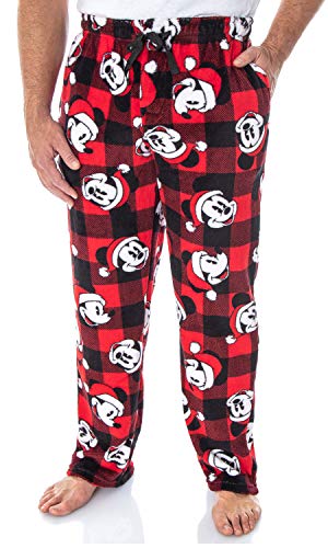 Disney Mickey Mouse Men's Plaid Minky Plush Fleece Pajama Pants