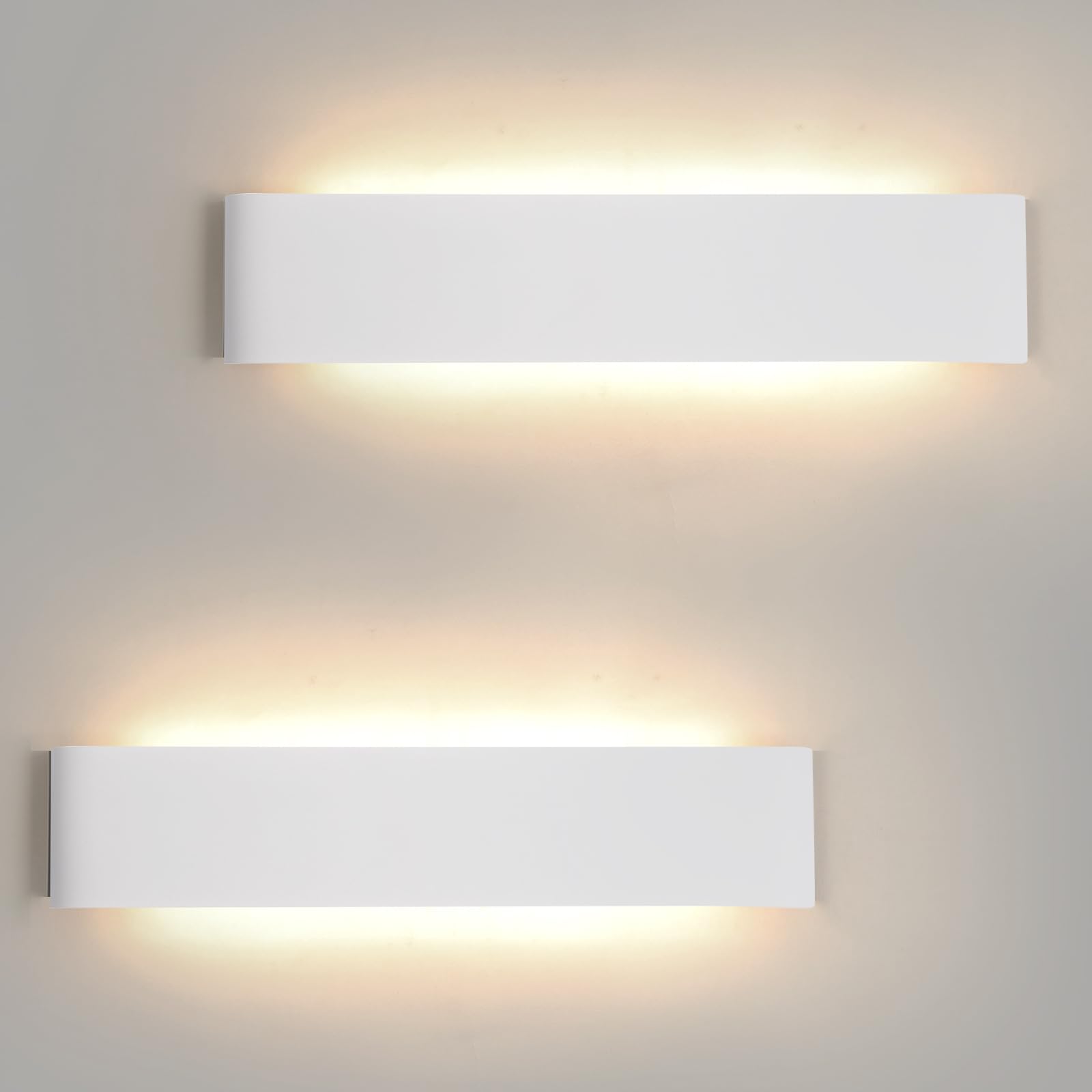 YCZM Applique da Parete Interno 24W,Lampada LED Parete Interni 3000K/4000K/6500K Temperature a tre colori opzionale,Applique LED da Parete Interno 38CM 2880LM,Lampada a Muro 2 Pezzi Bianco