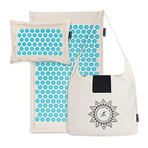 ProsourceFit Ki Acupressure Mat and Pillow Set with 100% Natural Linen for Back/Neck Pain Relief and Muscle Relaxation