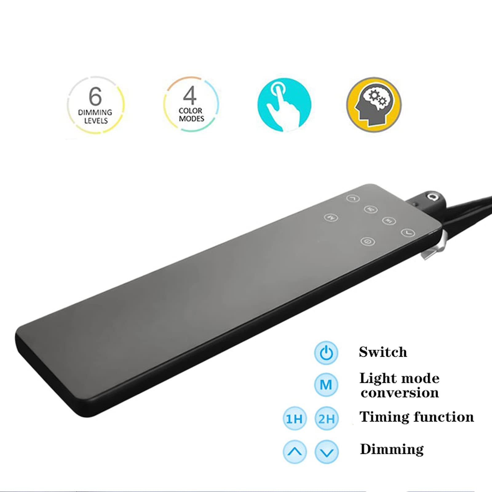Schreibtischlampe Doppelarm-LED-Augenschutzlampe 8W Faltbare Touch-Control-Arbeitsschreibtischlampe mit Speicherfunktion dimmbare Schreibtischlampe mit Klemme, schwarz Leselampe Tischlampe ( Size : Ba