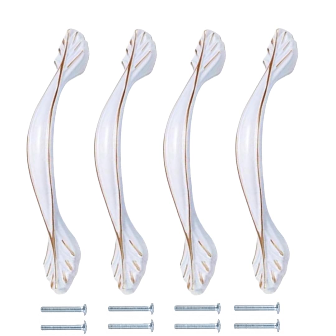 NLQCSXWEP Zinc Alloy Cabinet Bow Handle, Zinc Alloy Aluminum Cabinet Handles 4-Pack Multicolor(1154-96mm White)