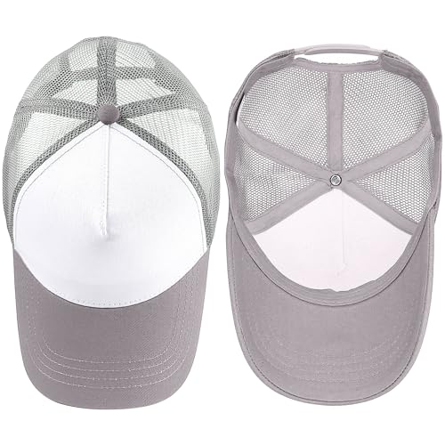 Image of Falari 5-Panel Mesh Baseball Cap, Trucker Hat, Structured Plain Design, Cotton, Adjustable Size