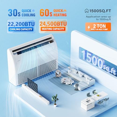 ROVSUN 22200 BTU Smart WIFI Floor Ceiling Mini Split AC/Heating System with Inverter & APP Control, 23 SEER2 Ductless Ai - Additional View