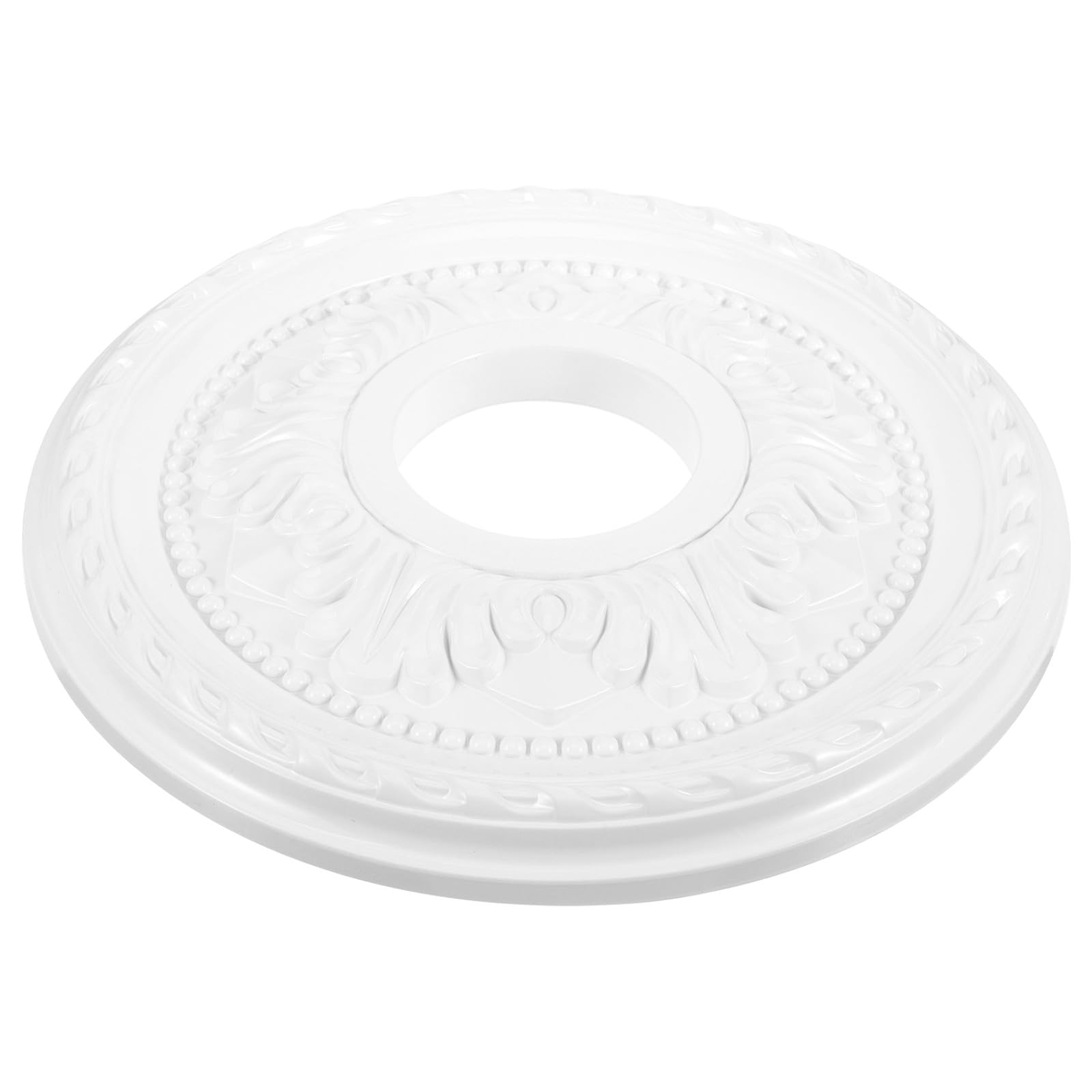 Medaglione per Plafoniera Rotondo in Pvc e Pu Bianco, Medaglione Tradizionale da Soffitto Decorativo per Lampadari, Facile Installazione, per Soggiorno, Camera da Letto e Sala