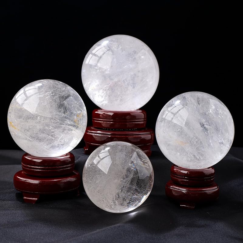 NIBHZ Esfera de Cristal de Cuarzo Transparente Natural con Soporte, Bola de Cristales Reales, decoración de Bola pequeña de Cuarzo Transparente, Bola de Cuarzo Transparente,6.8 in