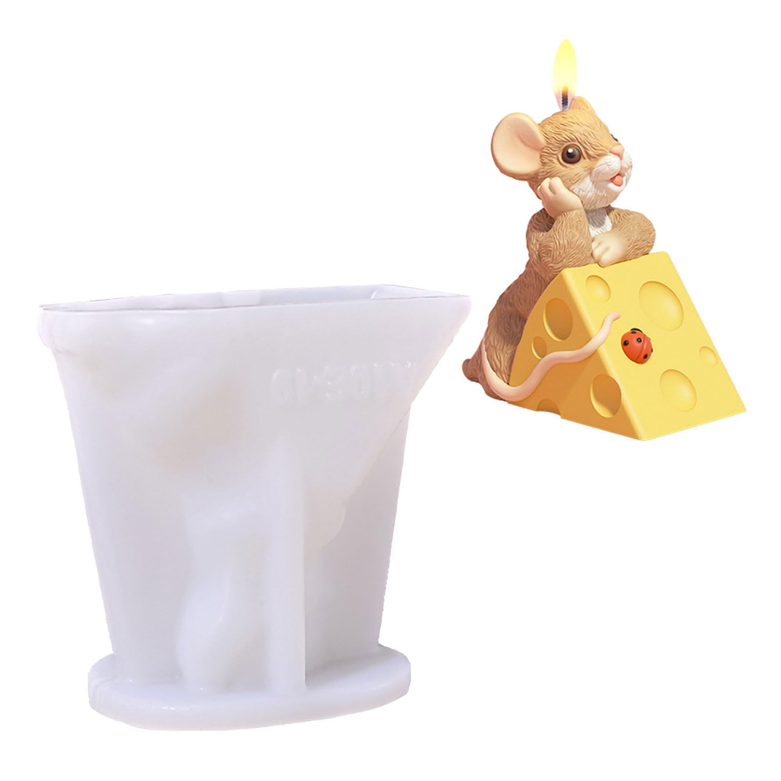 hogtnd Mouse Cheese Statue, Silicone Candle Moulds, Epoxy Resin for Making Candles, Soap, Fondant, Chocolate, Crafts with Mouse and Cheese Theme