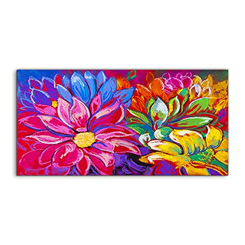 Image sur verre salon Flowers Art Pastels déco murale 100x50cm chambre