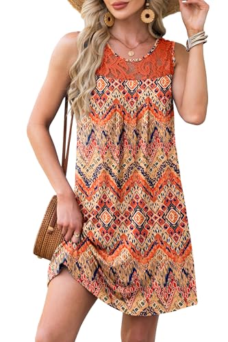 Image of BKRIVE Womens Lightweight Sleeveless Summer Dresses | Lace Yoke Neckline, Figure-Flattering for All Shapes - Ideal Beach Cover-Up & Hot-Weather Travel Essential