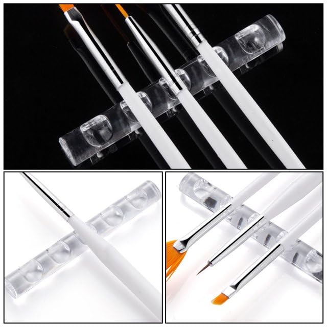 Silver Brush Holder Nail Art Acrylic Simple Transparent Pen Brush Stand Brush Rest Brush Rest for 5 Nail Pens Gel Nails Nail Tools Nail Supplies Stylish Useful Nail Art and Polish