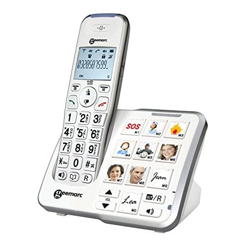 Geemarc Amplidect 295 Photo - Loud Cordless Telephone with Answering Machine and Large Customisable Photo Memories for Seniors - Low to Medium Hearing Loss - Hearing Aid Compatible - UK Version Cover