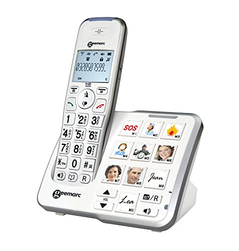 Geemarc Amplidect 295 Photo - Loud Cordless Telephone with Answering Machine and Large Customisable Photo Memories for Seniors - Low to Medium Hearing Loss - Hearing Aid Compatible - UK Version