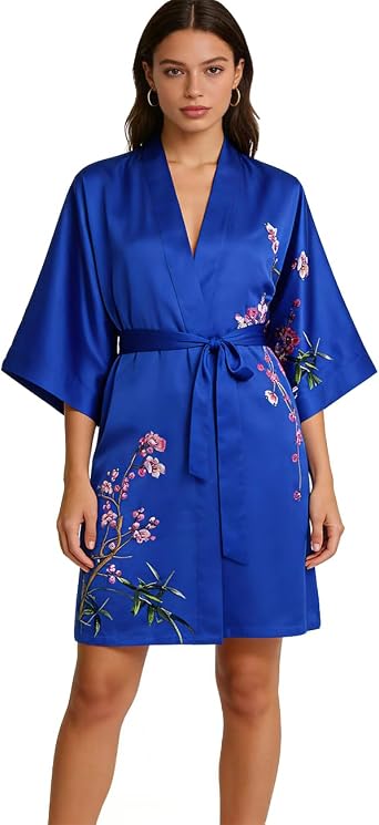 womens 100% silk kimono, short bathrobe pajamas, kimono pajamas