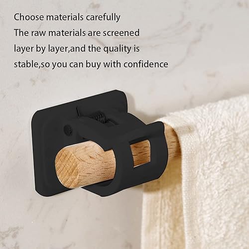 Miniatura 7 de Juego de soportes negros para barra de cortina, sin taladrar, colgador de barras transversales para cortinas, soporte de gancho autoadhesivo para