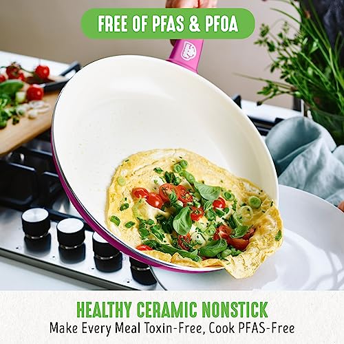 Greenlife Soft Grip Healthy Ceramic Nonstick 16 Piece Kitchen Cookware Pots And Frying Sauce Pans Set, Pfas-Free, Dishwasher Safe, Bright Pink #TOP1