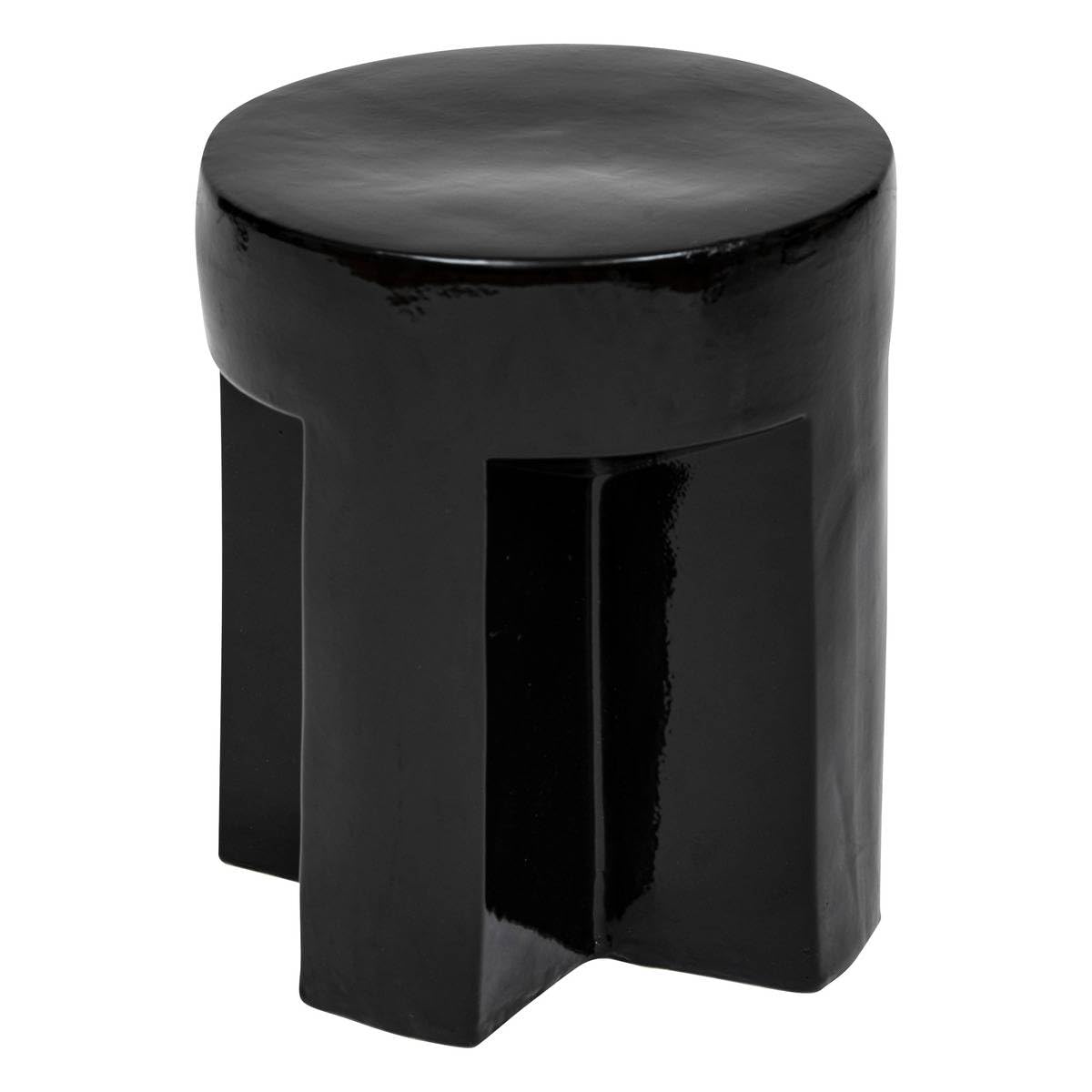 Table à café Table d'appoint en céramique Noire D 34 cm - Atmosphera