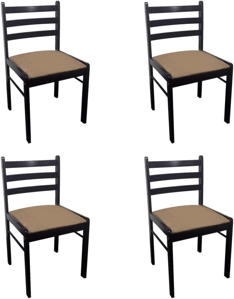 Dining Chairs 4 pcs,Patio Chairs,Porch Chairs,Outdoor Chairs,Lounge Chairs,Library Chairs,Hospitality Chair,for Room,Living Waiting,Farmhouse,Coffee Shop,Outdoor,Brown Solid Rubber Wood and Velvet