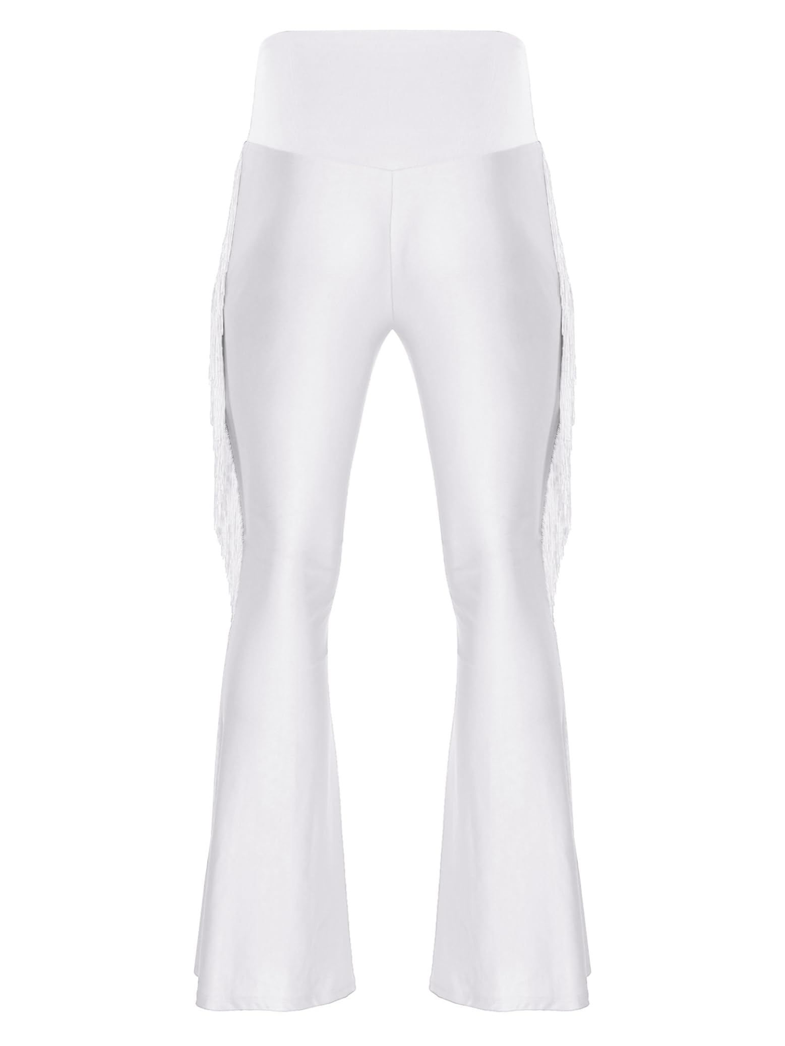 Traje de Patinaje Artístico para Hombres con Maillot de Danza y Pantalones Campana con Flecos Traje Baile de Salón Latín Jazz Tango Salsa Rumba Cha-Cha