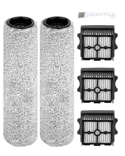 6Pack Spare Parts Accessories For Tineco Floor One Stretch S6/Switch S6/S7 Stretch Ultra/S7 Stretch Steam/S9 Artist Pro/S9 Artist Steam/i6 Stretch/i5 Stretch,2Brush Roller,3HEPA Filter,1Cleaner Brush