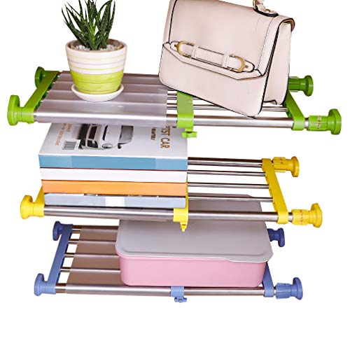 hershiiクローゼットテンションシェルフ&ロッド拡張可能なメタルストレージラックの調節可能なオーガナイザーDIY Divider区切りキャビネットワードローブ食器棚キッチンバスルーム 40-60cm/15.74-23.62inches AQT-0778-4A+4B+4C