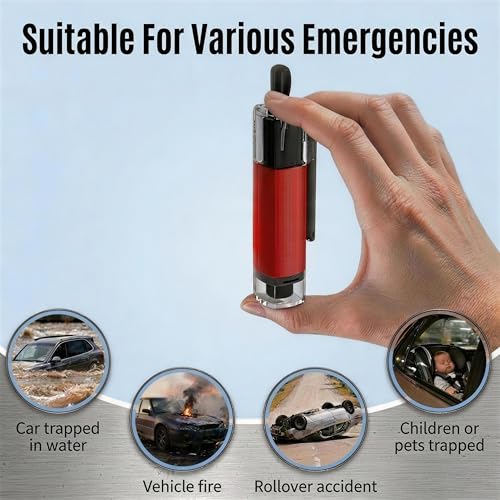 Image of 4 Pack Car Window Breaker and Seatbelt Cutter, Spring-Loaded Emergency Escape Tool, Professional Underwater Glass Breaker, Automotive Safety Hammer for Family Cars, Trucks, SUVs (Red /Gray)