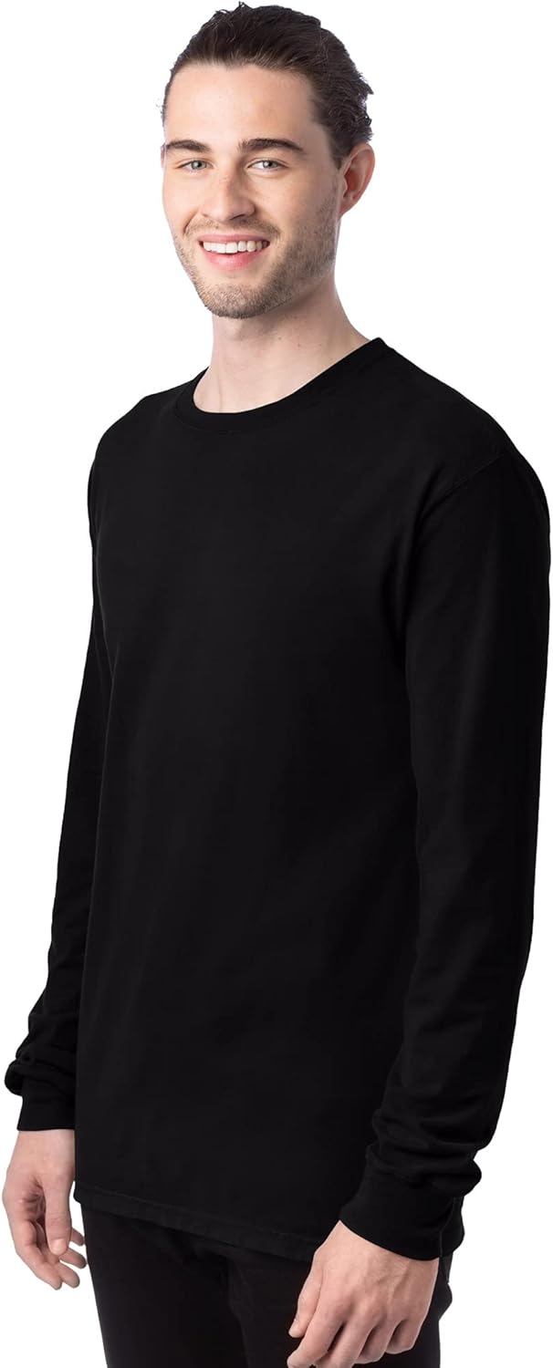 Hanes Mens Originals Long Sleeve Garment Dyed T-Shirt, 100% Cotton Tees for Men - Image 4