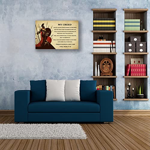 Spartan Warriors Poster Canvas Inspirational Quotes Wall Art Prints Framed Motivational Posters Vintage Artwork For Office Wall Decor Framed (16X24 Inch) #TOP4