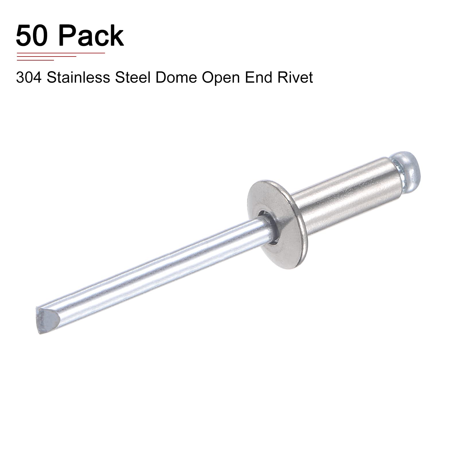 Dome Open End Rivets 50Pcs 5mm X 13mm Blind Rivets - 304 Stainless ...