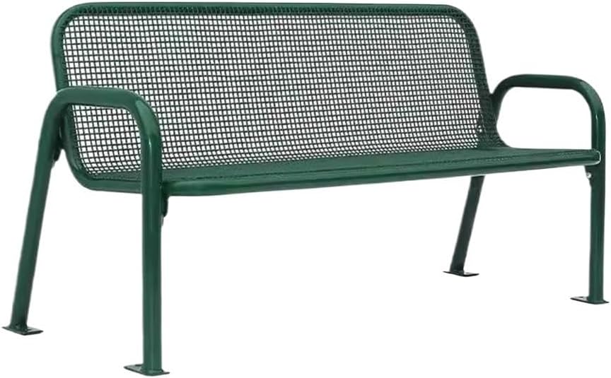 bancas de Patio Exterior Outdoor Double Iron Bench, Green Grid with Backrest Seating, for Balcony PatioPark Chair