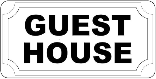 Guest House - Letrero de vinilo con agujeros de vinilo (8 pulgadas)