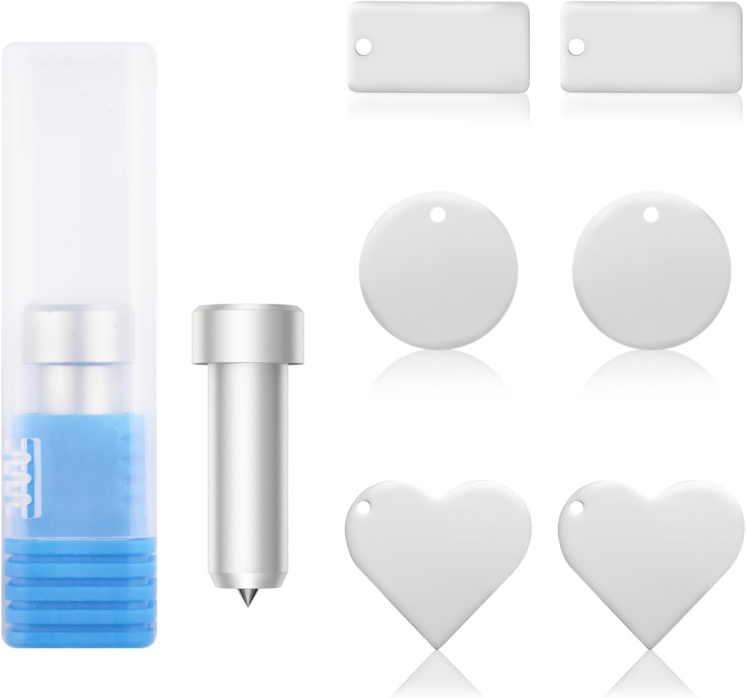 Engraving Tip Tool, 1set Premium Carbide Steel with Rectangular Circular Heart-Shaped Blank Tags for Engraving Designs on Metals Acrylic Leather