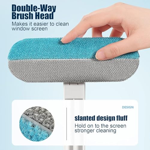 Shuttle Art 5 in 1 Cleaning Brush, Double-Sided Window Wipe & Screen Brush, for Wet & Dry Dual Use, Perfect for Cleaning Glass, Sweeping Hair & Dust, A Must-Have Household Cleaning Tool, Multicolor