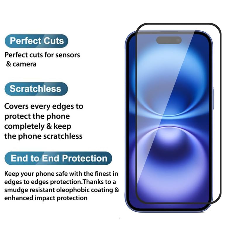 Image of Gorilla Extra Strong Premium HD+ ESD Anti Static Tempered Glass for Apple iPhone 16 Edge to Edge Full Coverage Fingerprint and Oil Resistant with Easy Installation Kit