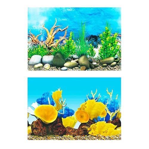Ttdesefu Double Sided Fish Tank Background 12 x 20 Inches for Fish Tanks Aquarium Backgrounds Decorative Poster Paper Sticker Waterproof Fish Tank Wallpaper (Conch Coral B)