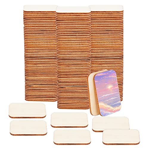 NBEADS 150 Piezas rectangulares de Madera sin terminar, 33x50mm, rebanadas de Madera Natural en Blanco, pirografía, Recortes de maderam para Pintar, tallar, Boda, Navidad