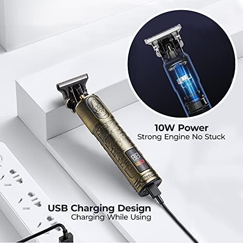 RESUXI Beard Trimmer and Hair Clippers for Men - Professional Beard Grooming Kit with Rechargeable Waterproof Shaver - Electric Cordless Design - 3 Changeable Detailer Combs (Gold)